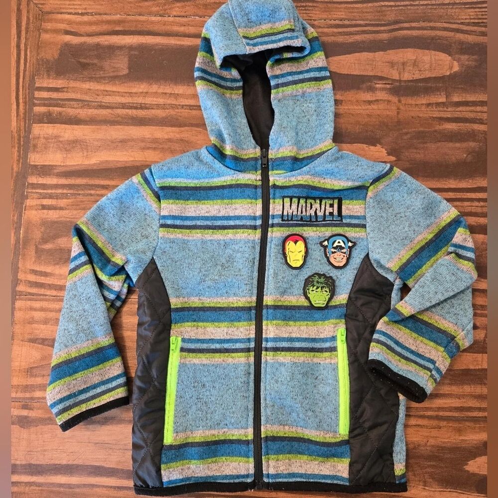 Marvel 4T Hoodie jacket Full Zipper Hulk Captain America Iron Man Pockets Cozy